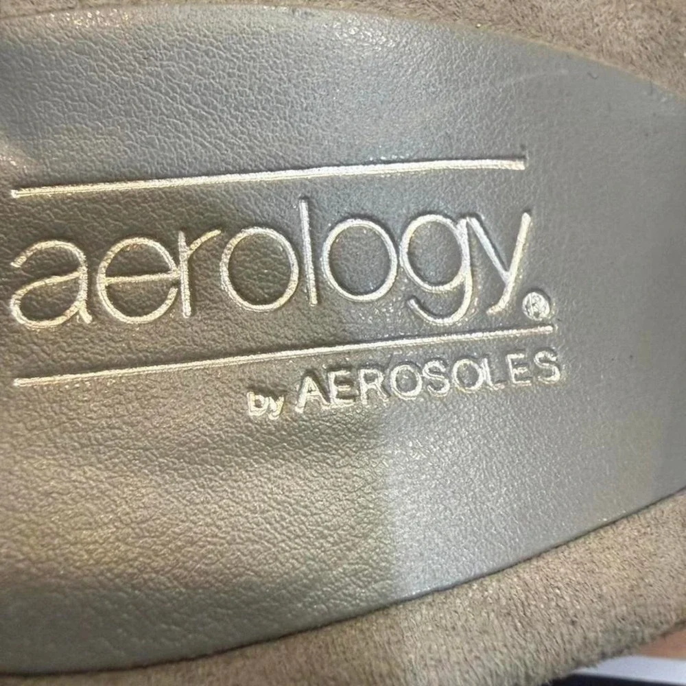 Aerology by Aerosoles‎ grey leather slingback heels #heels #slingbacks 9.5